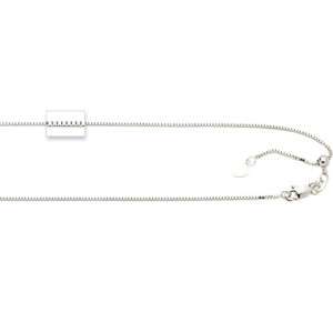 14K Solid White Gold Adjustable Box Chain Necklace  