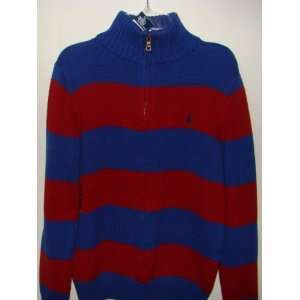  Ralph Lauren Boys Red/Royal Blue Strip Sweater Size 14 16 