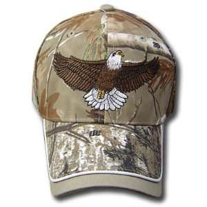   BROWN CAMOUFLAGE HAT CAP REAL TREE BALD EAGLE