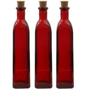  Three 13oz Red Recycled Glass Bottles