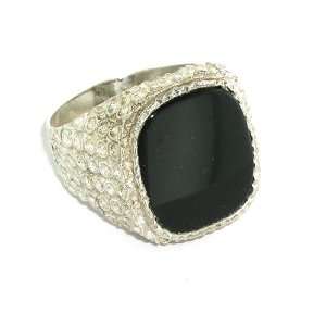 Sterling Silver Mens Large Cushion Shape Onyx Ring   Finger Sizes 7.5 