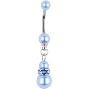  Light Blue Faux Pearl Tiffany Belly Ring Jewelry