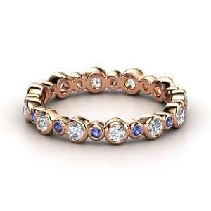   : Heartbeat Band, 14K Rose Gold Ring with Diamond & Sapphire: Jewelry