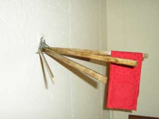 Antique Vintage Wood Towel Holder Six Arms Wall Mount  