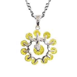   Silver Citrine Flower Pendant Necklace with 18 Sterling Silver Chain