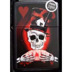  Zippo Lighter Skull Poker Player 1420 in Black Matte 