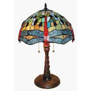  Stained Glass Tiffany Style Dragon Fly Pattern Table Lamp 