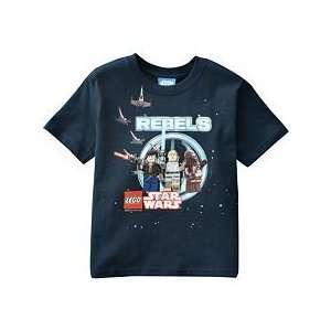  New Lego Star Wars Boys Short Sleeve Shirt Sz 4 Navy Blue 