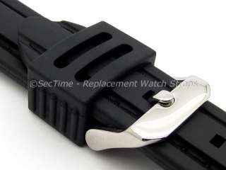 Rubber/Silicon Waterproof Watch Strap PANOR Black/Black 22mm  