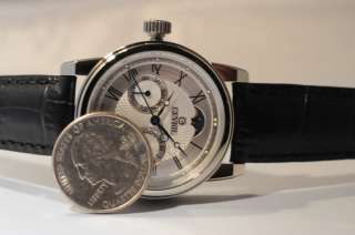   2603 Lefty Swiss Moon Phase Silver Dial Leather Gents Watch  