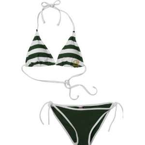  Bay Packers Womens Green Striped String Bikini