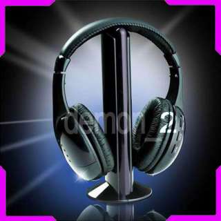 in 1 Wireless Headphone Earphone Black For MP3/MP4 PC TV CD FM Radio 