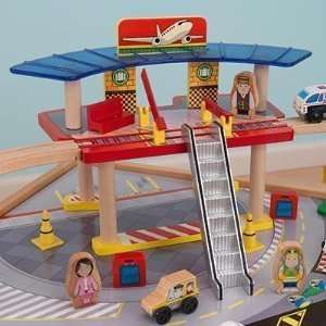 KidKraft Airport Express Wood Train Table & Toy Set 706943179758 