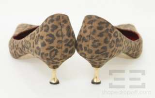 Manolo Blahnik Brown Leopard Print Pointed Toe Kitten Heels Size 39.5 