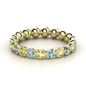   Eternity Band, 14K Yellow Gold Ring with Blue Topaz & Peridot Jewelry