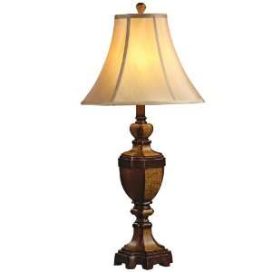   Beige Crackle and Wood Tone Traditional Table Lamp: Home Improvement
