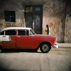 Old Red Car, Havana, Cuba, West Indies, Central America Premium 