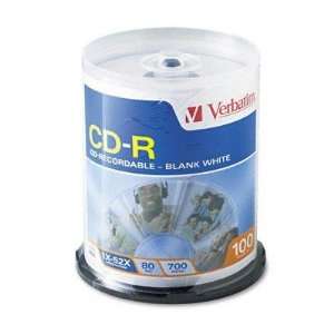  Verbatim CD R Discs 700MB/80min 52x Spindle White 100/Pack 