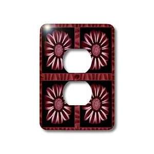   wine red striped flowers with red and orange flower petal border