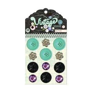  Pink Paislee Vintage Vogue Buttons 12/Pkg 4 Styles/3 Each 