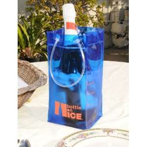   wine bag bottle on ice ice bucket wine chiller blue 